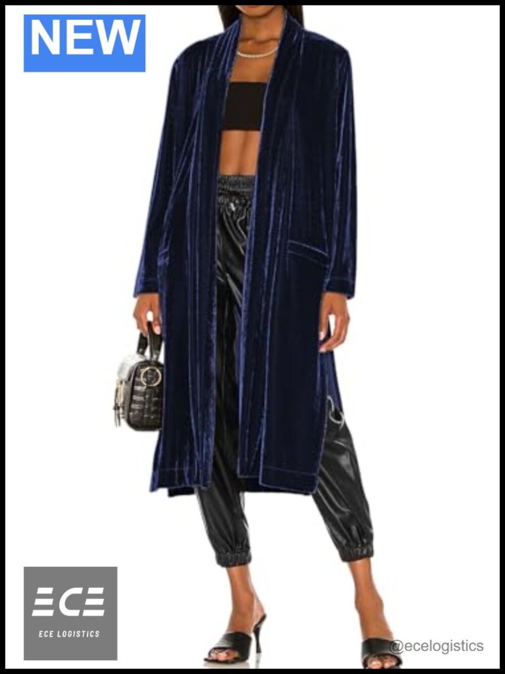 R.Vivimos Velvet Long Open Front Jacket Duster Coat